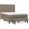 Image de vidaXL Lit boxspring avec matelas Taupe 140x200 cm Tissu