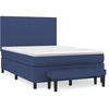 Image de vidaXL Lit boxspring avec matelas bleu 140x200 cm Tissu
