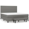 Image de vidaXL Lit boxspring avec matelas gris foncé 180x200 cm Tissu