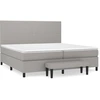 Image de vidaXL Lit boxspring avec matelas gris clair 200x200 cm Tissu