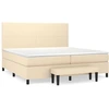 Image de vidaXL Lit boxspring avec matelas Crème 200x200 cm Tissu