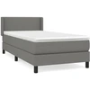 Image de vidaXL Lit boxspring avec matelas gris foncé 90x200 cm Tissu