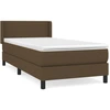 Image de vidaXL Lit boxspring avec matelas brun foncé 100x200 cm Tissu