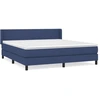 Image de vidaXL Lit boxspring avec matelas bleu 160x200 cm Tissu
