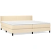 Image de vidaXL Lit boxspring avec matelas Crème 200x200 cm Tissu