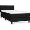 Image de vidaXL Lit boxspring avec matelas noir 90x190 cm Tissu