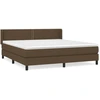 Image de vidaXL Lit boxspring avec matelas brun foncé 180x200 cm Tissu