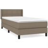 Image de vidaXL Lit boxspring avec matelas Taupe 90x190 cm Tissu