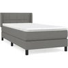 Image de vidaXL Lit boxspring avec matelas gris foncé 100x200 cm Tissu