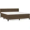 Image de vidaXL Lit boxspring avec matelas brun foncé 160x200 cm Tissu