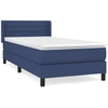 Image de vidaXL Lit boxspring avec matelas bleu 80x200 cm Tissu