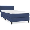 Image de vidaXL Lit boxspring avec matelas bleu 90x200 cm Tissu