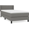 Image de vidaXL Lit boxspring avec matelas gris foncé 100x200 cm Tissu