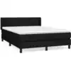 Image de vidaXL Lit boxspring avec matelas noir 140x190 cm Tissu