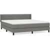 Image de vidaXL Lit boxspring avec matelas gris foncé 160x200 cm Tissu