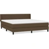 Image de vidaXL Lit boxspring avec matelas brun foncé 180x200 cm Tissu
