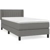 Image de vidaXL Lit boxspring avec matelas gris foncé 90x200 cm Tissu