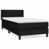 Image de vidaXL Lit boxspring avec matelas noir 90x200 cm Tissu