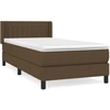 Image de vidaXL Lit boxspring avec matelas brun foncé 100x200 cm Tissu