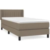 Image de vidaXL Lit boxspring avec matelas Taupe 100x200 cm Tissu