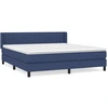 Image de vidaXL Lit boxspring avec matelas bleu 180x200 cm Tissu