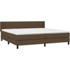 Image de vidaXL Lit boxspring avec matelas brun foncé 200x200 cm Tissu