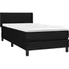 Image de vidaXL Lit boxspring avec matelas noir 90x190 cm Tissu