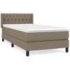 Image de vidaXL Lit boxspring avec matelas Taupe 90x200 cm Tissu