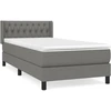 Image de vidaXL Lit boxspring avec matelas gris foncé 100x200 cm Tissu