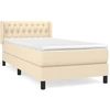 Image de vidaXL Lit boxspring avec matelas Crème 100x200 cm Tissu