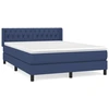 Image de vidaXL Lit boxspring avec matelas bleu 140x200 cm Tissu