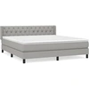 Image de vidaXL Lit boxspring avec matelas gris clair 160x200 cm Tissu