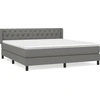 Image de vidaXL Lit boxspring avec matelas gris foncé 160x200 cm Tissu