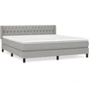 Image de vidaXL Lit boxspring avec matelas gris clair 180x200 cm Tissu