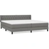 Image de vidaXL Lit boxspring avec matelas gris foncé 200x200 cm Tissu