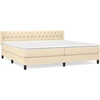 Image de vidaXL Lit boxspring avec matelas Crème 200x200 cm Tissu