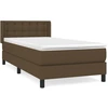 Image de vidaXL Lit boxspring avec matelas brun foncé 80x200 cm Tissu