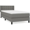 Image de vidaXL Lit boxspring avec matelas gris foncé 90x200 cm Tissu