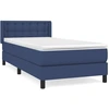 Image de vidaXL Lit boxspring avec matelas bleu 100x200 cm Tissu