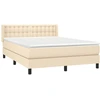 Image de vidaXL Lit boxspring avec matelas Crème 140x190 cm Tissu
