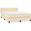 Image de vidaXL Lit boxspring avec matelas Crème 140x200 cm Tissu
