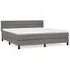 Image de vidaXL Lit boxspring avec matelas gris foncé 180x200 cm Tissu
