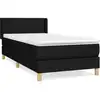 Image de vidaXL Lit boxspring avec matelas noir 90x190 cm Tissu