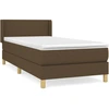Image de vidaXL Lit boxspring avec matelas brun foncé 90x200 cm Tissu