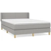 Image de vidaXL Lit boxspring avec matelas gris clair 140x190 cm Tissu
