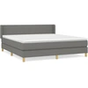 Image de vidaXL Lit boxspring avec matelas gris foncé 160x200 cm Tissu