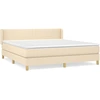 Image de vidaXL Lit boxspring avec matelas Crème 160x200 cm Tissu