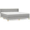 Image de vidaXL Lit boxspring avec matelas gris clair 180x200 cm Tissu