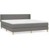 Image de vidaXL Lit boxspring avec matelas gris foncé 180x200 cm Tissu