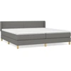 Image de vidaXL Lit boxspring avec matelas gris foncé 200x200 cm Tissu